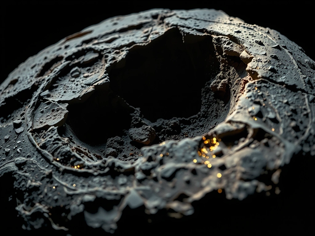 Tekstura powierzchni księżycowej z akcentem złotego światła